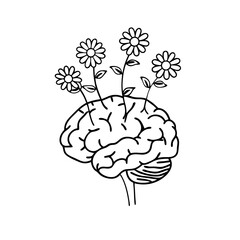Flowers growing from a Brain