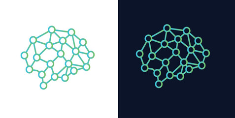 Artificial Intelligence AI Chip in Human Head. Artificial Intelligence icon with Machine learning, digital skills, generative AI, AI technology, algorithm, virtual intelligence 