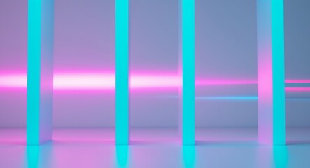 Vertical lines of blue and purple light with digital glitch effects