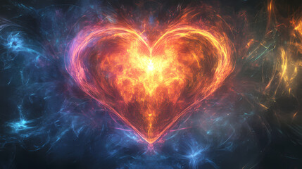 Obraz premium Ethereal heart energy creating divine heart shape,universal, universal, shimmering, sacred, metaphysical, spiritual. Luminous Metaphysical Energy. Illustration