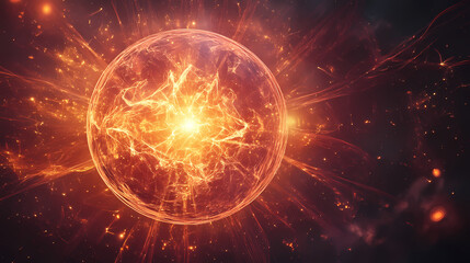 Glowing digital sphere of enlightening cosmic radiance and transcendent imagination. Luminous Metaphysical Energy. Illustration