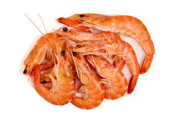 Shrimps, king prawns, isolated on white background.