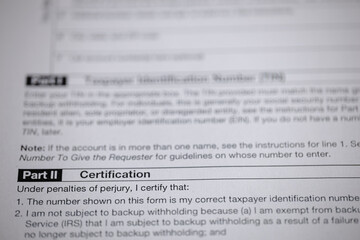 Tax form certification details. Certifying taxpayer information under penalty of perjury. Tax form with certification section highlighted.
