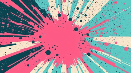 Abstract Pink, Teal, and Cream Burst: A Vibrant Explosion of Color and Energy