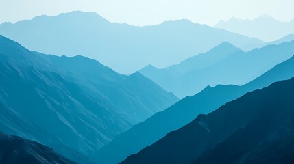 Fototapeta premium Serene Blue Hues Of Distant Mountain Ranges