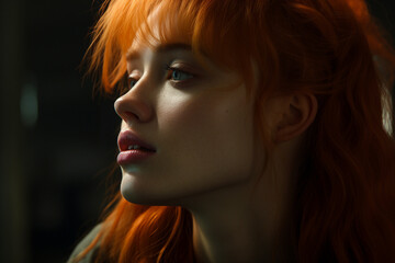 Fototapeta premium Woman with fiery hair. Generative AI