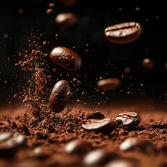 Coffee Explosion: Dynamic Motion of Beans and Powder