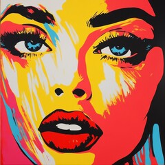 Obraz premium Vibrant Pop Art Female Portrait: A Bold Expression of Color and Style