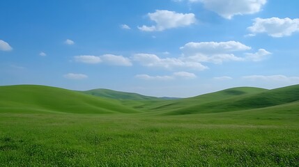 Obraz premium Rolling Green Hills Under a Blue Sky