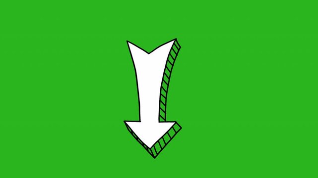Animated hand drawn white doodle arrows. Video clip with alpha channel.