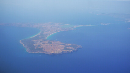 Formentera island seen from airplane