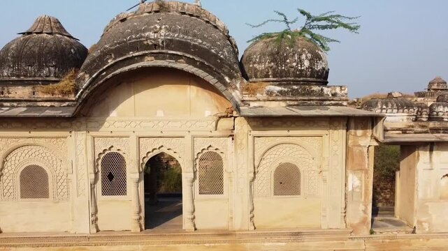 Chhatri in an ancient monument in Gohad City of India showing hindu Rajput architecture