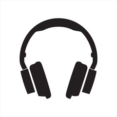 Fototapeta premium Flat Design Black & White Headphones Icon