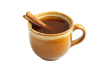 Warm cinnamon-infused drink in a rustic cup, perfect for cozy moments on a chilly afternoon...