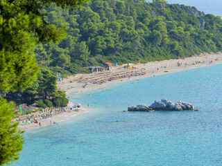 Top panorama of Kastani and Milia beaches, the most beautiful in Skopelos Island