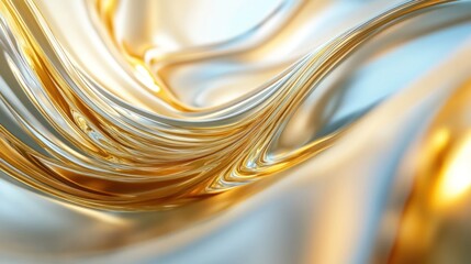 Abstract gold and silver flowing liquid curves.