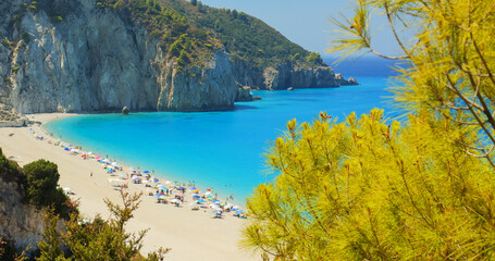Milos beach Lefkada, a blue and green paradise