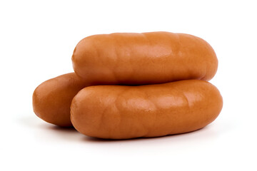 Boiled sausages, isolated on a white background.