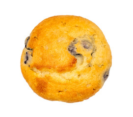 Top view of a blueberry muffin on a transparent background 