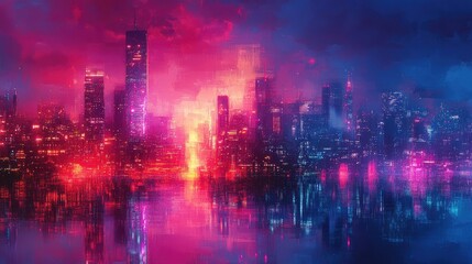 Fototapeta premium Abstract blur lights in the night in panoramic view.