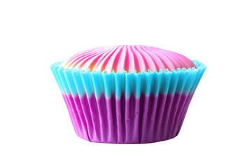Vibrant cupcake wrapped in colorful liners, showcasing a delightful treat from a bakery isolated on transparent background