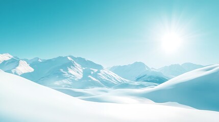 Serene Winter Mountain Landscape Under Bright Sun
