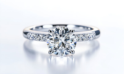 An elegant diamond engagement ring with a brilliant cut, radiating beauty and sophistication.