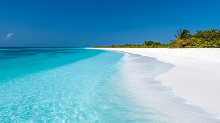 Tropical Island Beach Scene with Turquoise Water