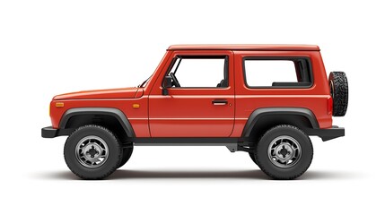 A 3D illustration of a generic compact red SUV, boldly rendered and isolated on white.