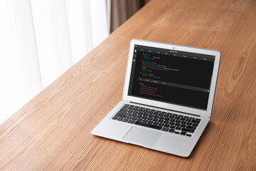 Fototapeta premium Software development programming on computer screen for modish application and program coding