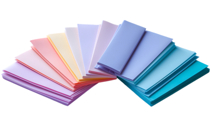 Pastel Paper Sheets Stacked Soft Modern Design, Bright Smooth Background for Themes, isolated on transparent background.