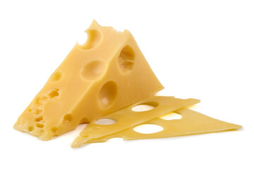 Swiss Cheese with Holes Isolated on White Background.