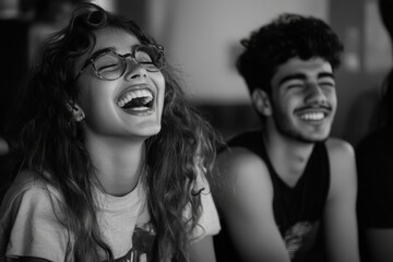 Fototapeta premium Joyful Teenagers Bonding: Friends Sharing Laughter and Fun Together