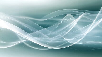 Abstract Teal Background with White Flowing Waves