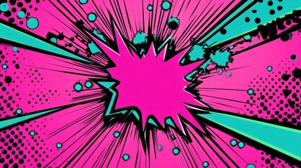 Dynamic Pink and Teal Comic Book Explosion Background