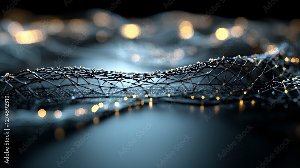 Poster a 3d blue glowing abstract background serves as the setting for a sound wave, big data, and a data a
