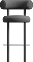Front view of a modern gray upholstered stool