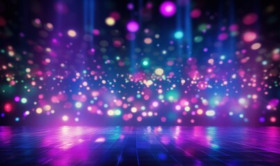 Party Celebration Stage illuminated for a party or show, bokeh lights add to the atmosphere