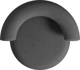 Top view of a modern gray upholstered dining chair