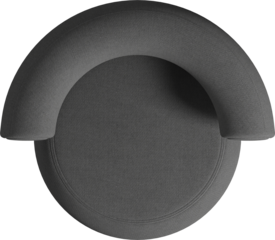 Top view of a modern gray upholstered dining chair