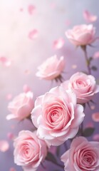 Fototapeta premium nature-inspired floral background with soft pink roses