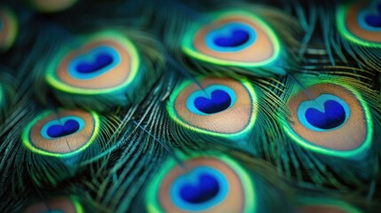 Obraz premium Magnificent Peacock Feathers: A Close-Up View of Nature's Jewel