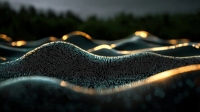 A futuristic representation of 5G networking, where deep learning algorithms drive complex computational analysis on a heads-up display