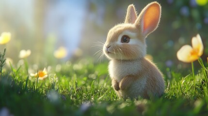 Fototapeta premium Adorable Bunny in a Spring Meadow