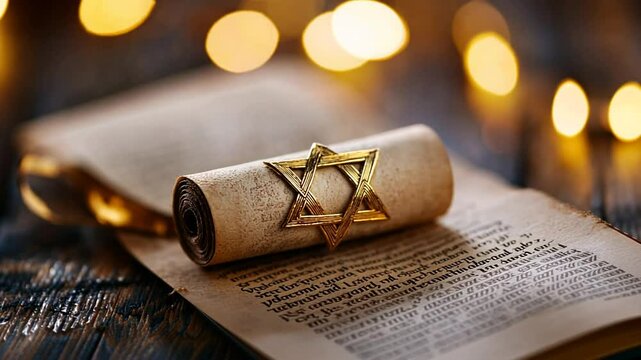Ancient Scroll with Star of David Illuminated Manuscript Art