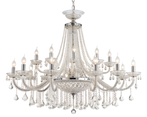 Crystal accented chandelier lights up