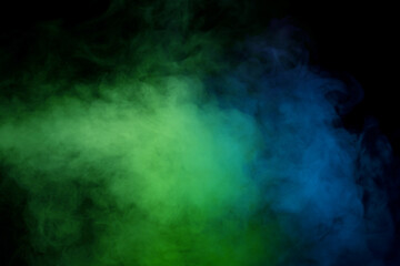 Blue and purple steam on a black background.