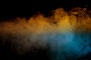 Orange and red steam on a black background.