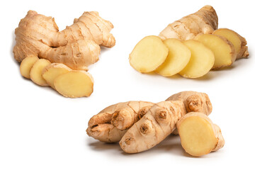 Ginger root isolated on white background.