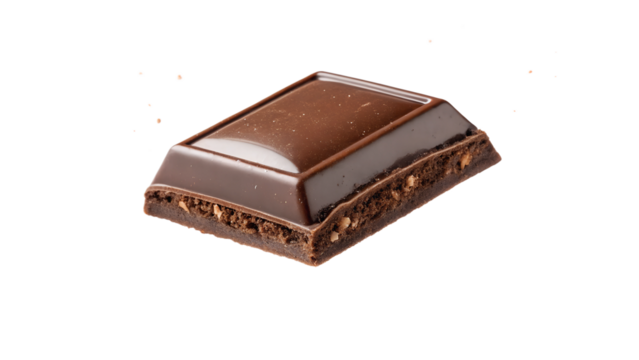 Artisan dark chocolate block on white background